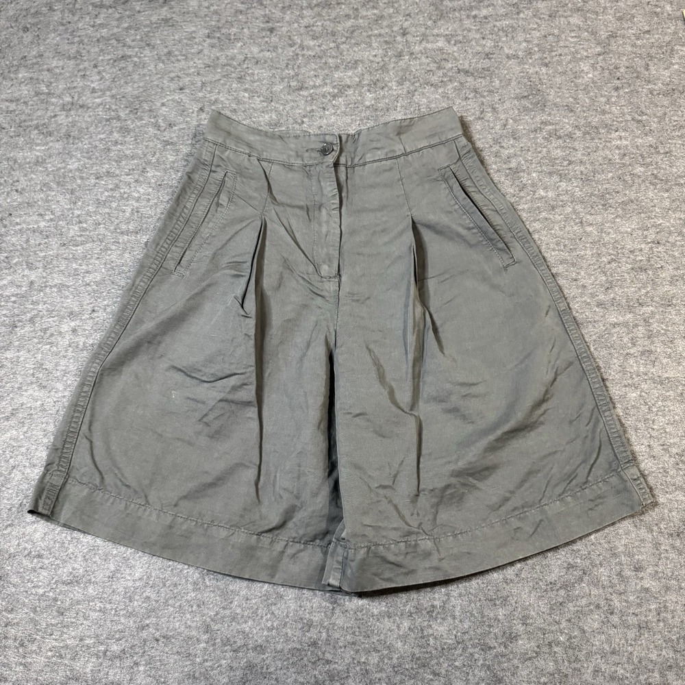 You Must Create YMC Shorts XS Chambray Long Pleated Cotton Linen Blend Indie Y2K